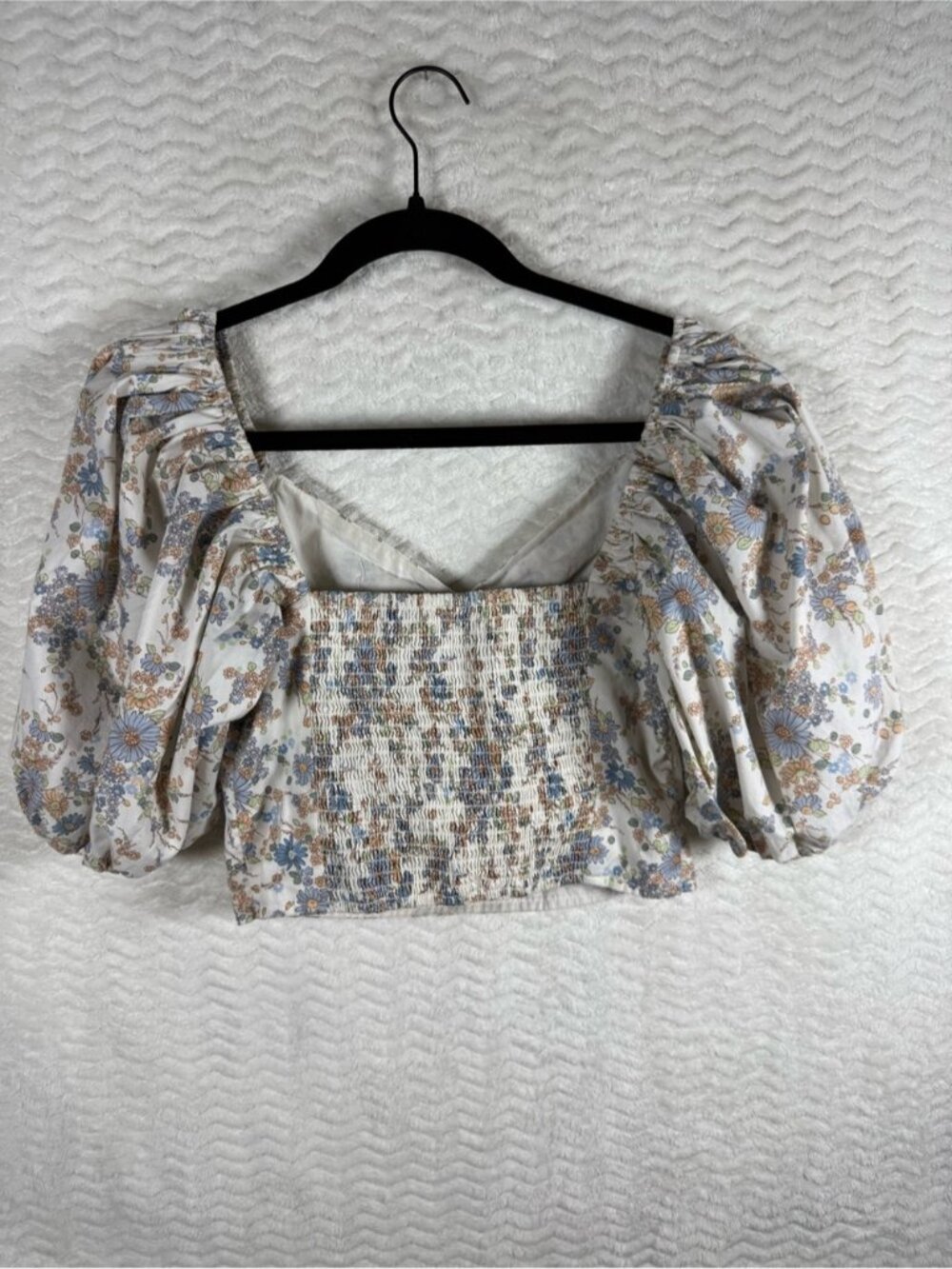 Floral Puff-Sleeve Crop Top - Picture 5 of 6
